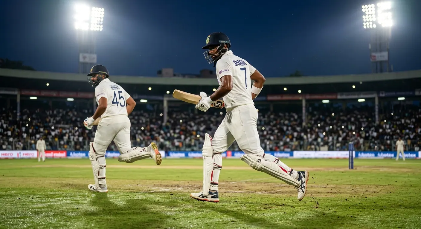 Battitori di cricket che inseguono il target nella seconda parte di una partita serale