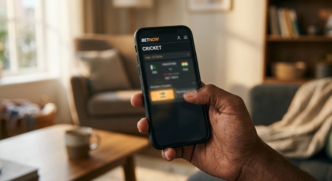 Schermata di un palinsesto cricket con quota decimale evidenziata su sfondo scuro