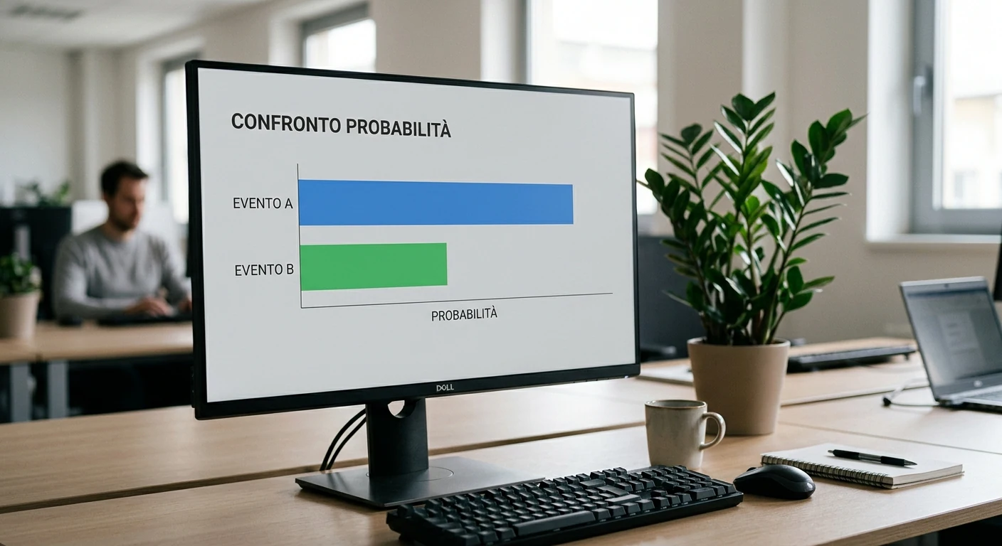 Grafico a barre semplice che confronta due probabilità su uno schermo