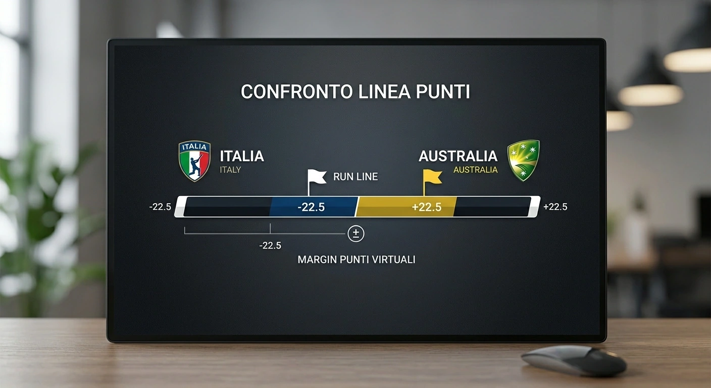 Confronto tra due squadre cricket con l'handicap run line applicato alla favorita