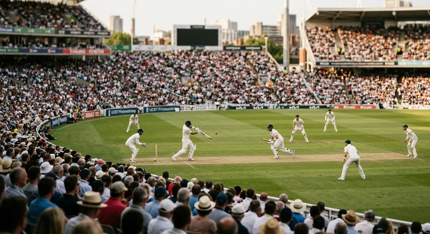 Squadra di cricket in battuta che costruisce il punteggio dell'innings