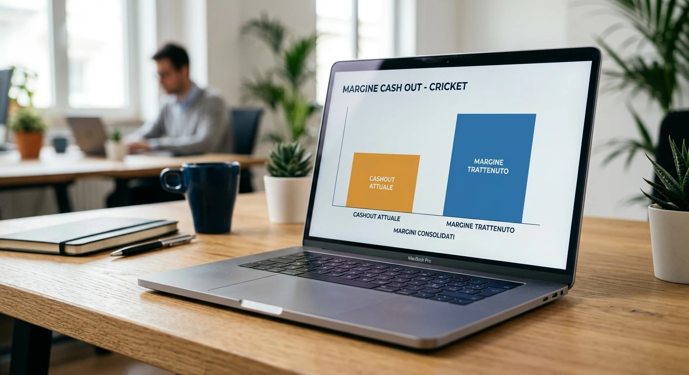 Grafico semplice che illustra il margine trattenuto in un cashout sul cricket