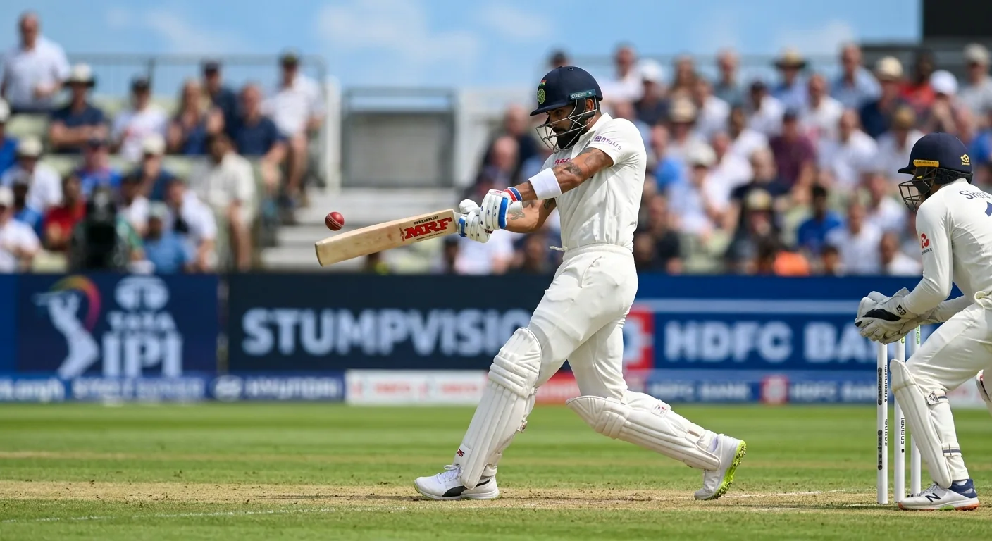 Battitore di cricket che accumula run con un colpo deciso
