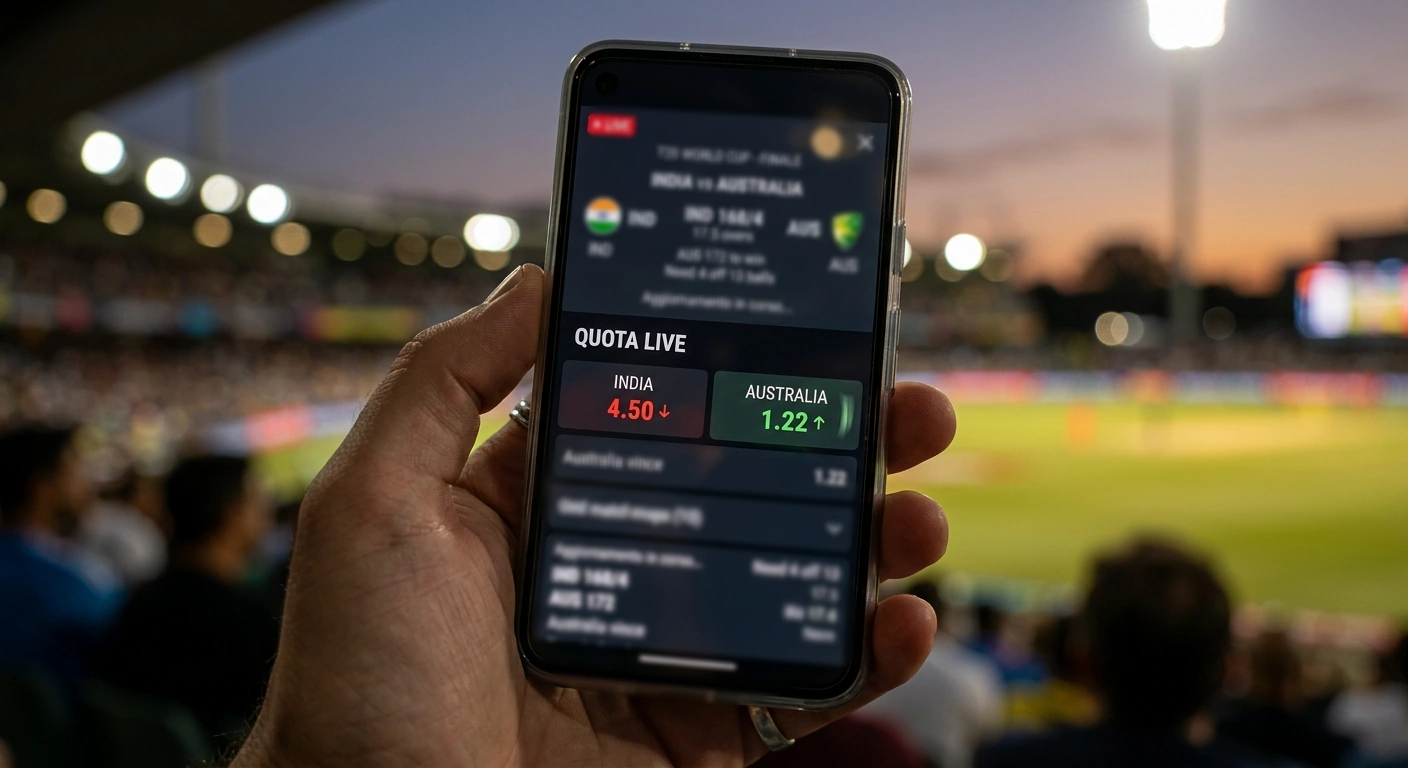 Quota live del vincente cricket che cambia in tempo reale dopo una consegna sullo schermo