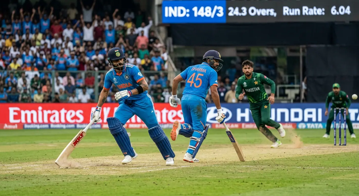Battitori di cricket che accumulano run correndo durante un innings
