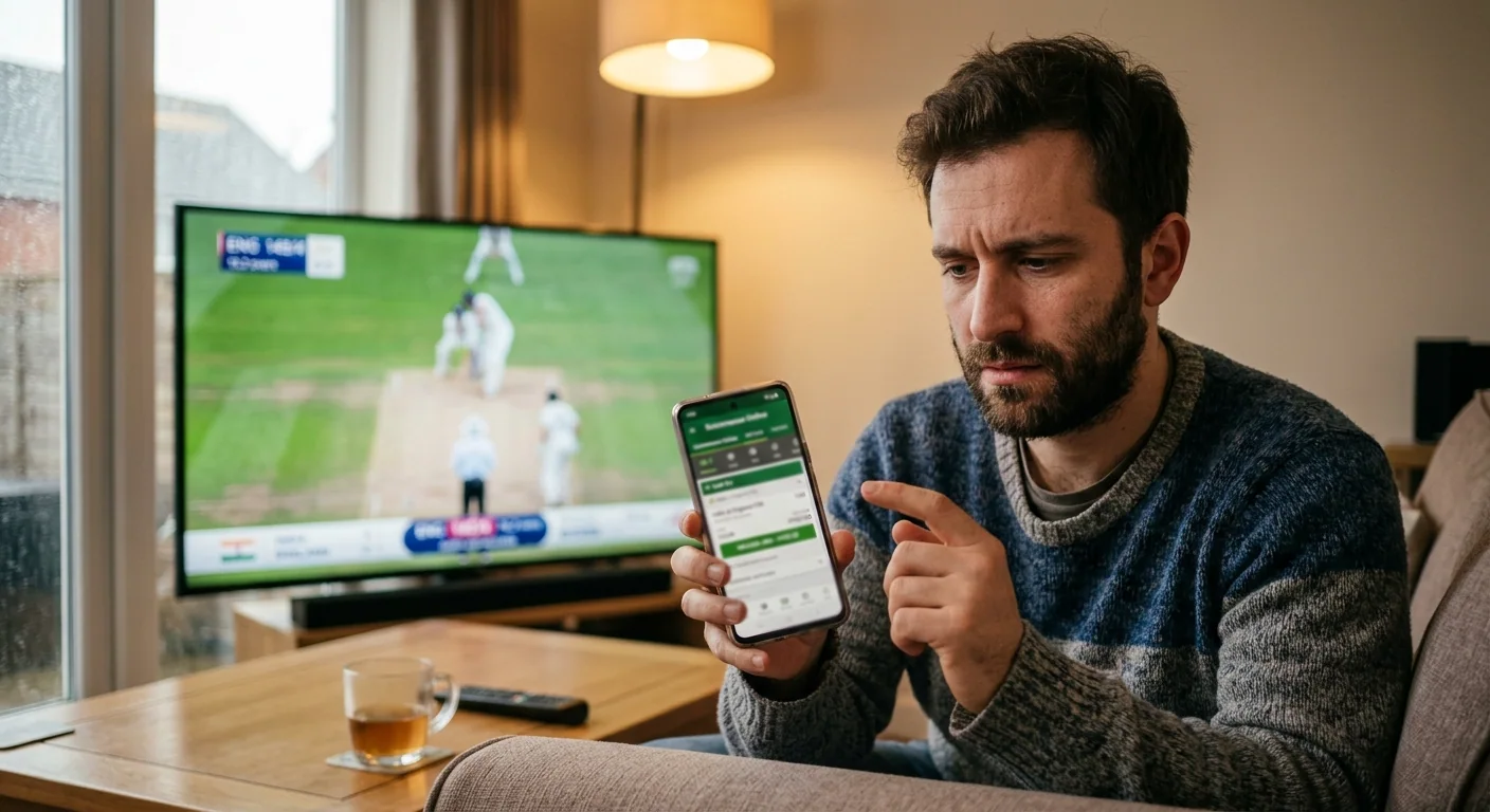 Scommettitore indeciso se incassare durante una partita di cricket